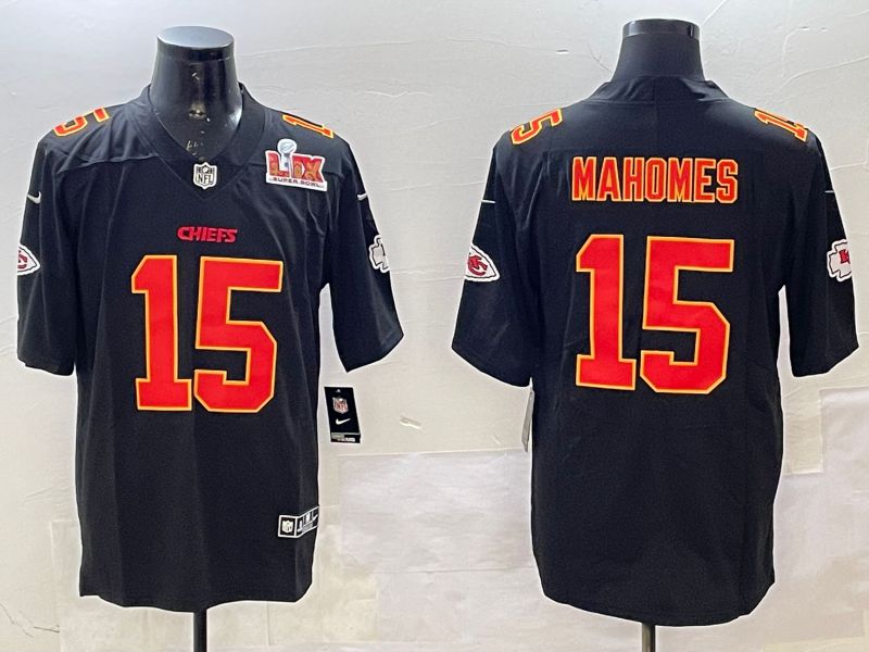 Men Kansas City Chiefs 15 Mahomes Black 2025 Nike Vapor Limited NFL Jersey style 2092